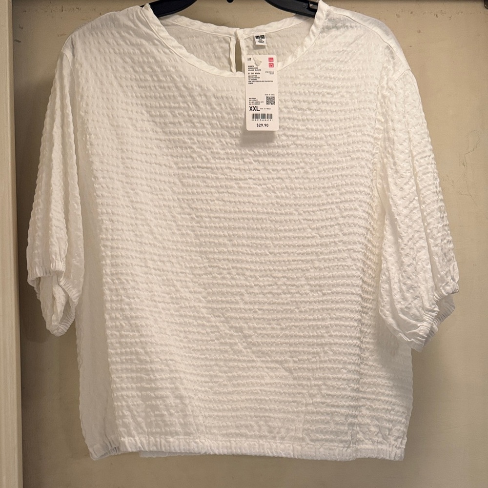 Uniqlo White Textured cotton blouse NWT Sz. XXL